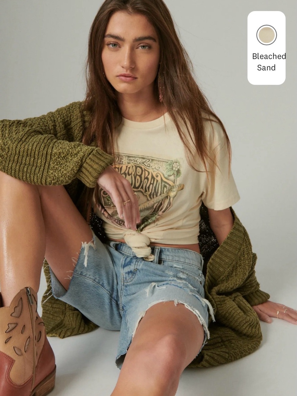 Lucky Brand Women’s Lucky Folk Poster Boyfriend Tee Size Small